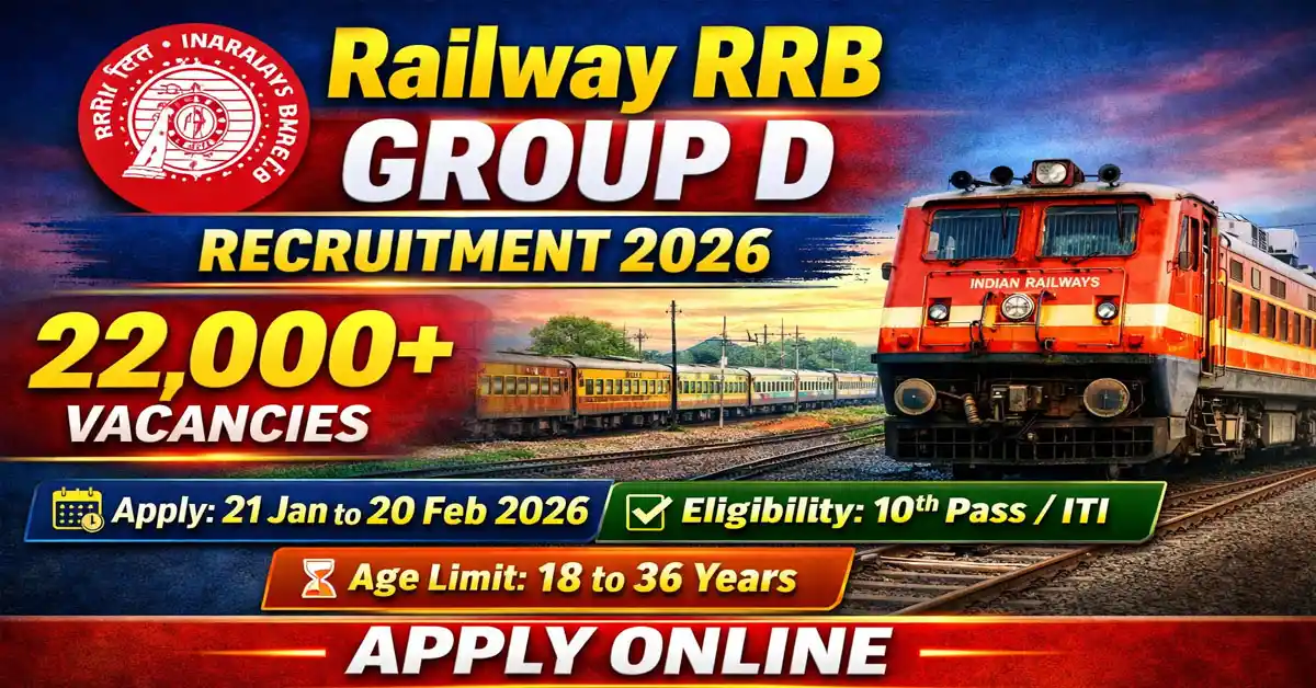 RRB Group D भर्ती 2026 नोटिफिकेशन, योग्यता और आवेदन तिथि की पूरी जानकारी
